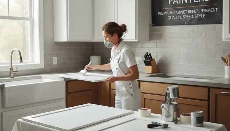 Cabinet painting in Allen, TX for a kitchen makeover by Allen Paint Pros