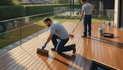 Deck staining in Allen, TX by Allen Paint Pros to protect wood from sun and UV damage