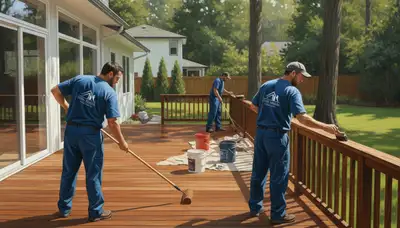 Deck staining service in Allen, TX protecting wood from sun, humidity, and UV damage