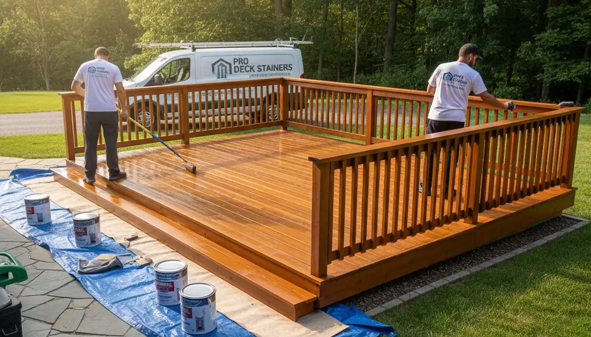 Deck staining service in Allen, TX protects wood from sun and UV damage