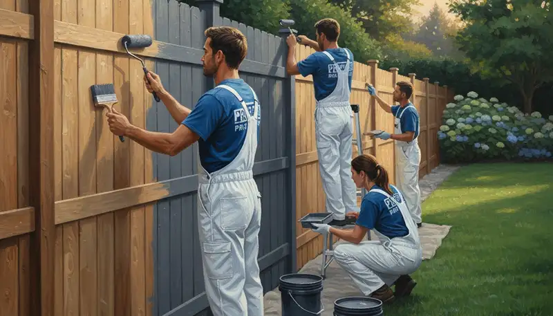 Fence painting in Allen, TX by Allen Paint Pros for durable wood and composite fence protection