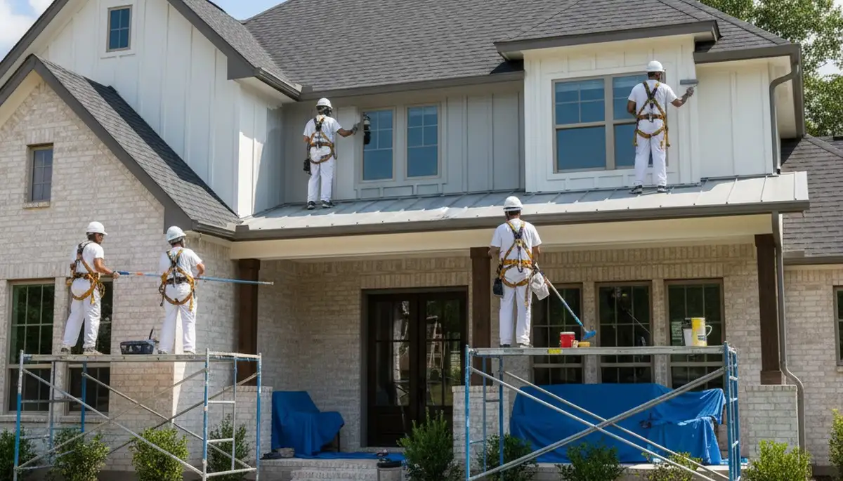 Allen, TX painting service team painting a home exterior with professional brushes