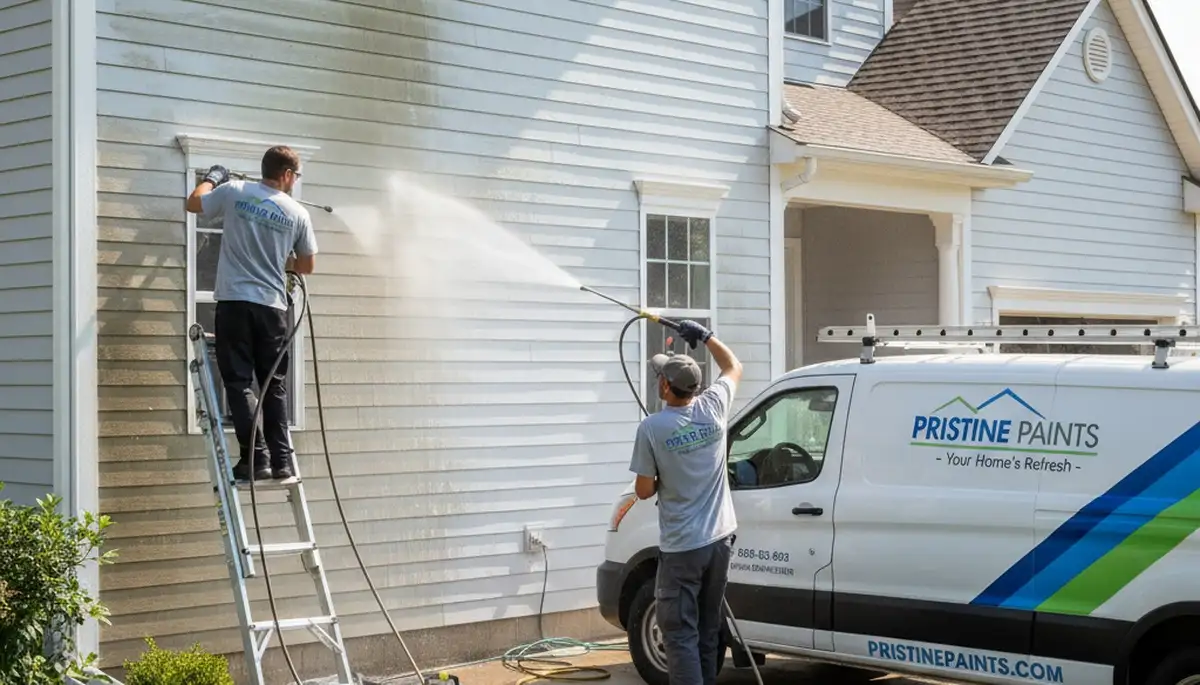 Vinyl siding pressure cleaning service in Allen, TX removes mold and grime from a home exterior